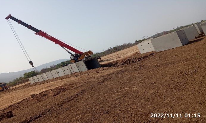 Precast Box culvert Mid segment Erection work is in progress at km 40+400